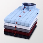 Мужская рубашка на пуговицах BROWON, Повседневная рубашка в клетку с длинным рукавом из хлопка и полиэстера, деловая одежда с защитой от морщин, весна-осень