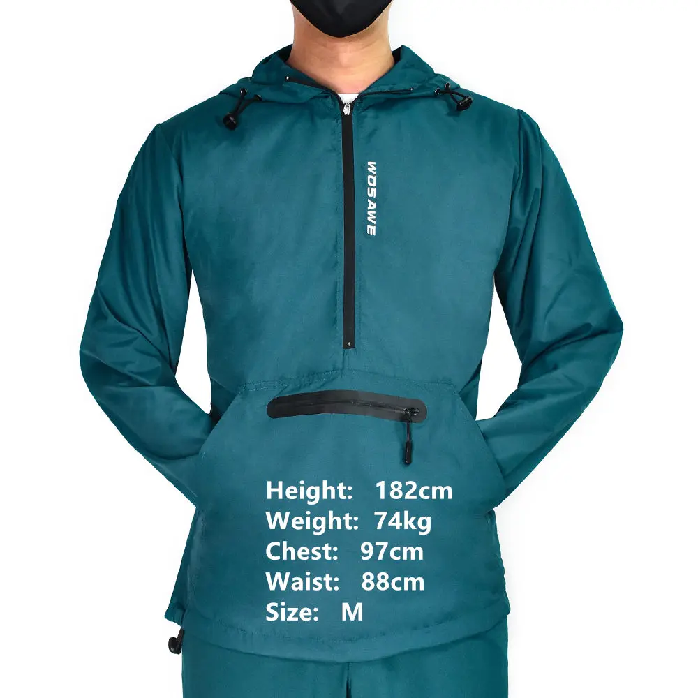 

WOSAWE Men's Motorcycle Jackets Hooded Cap Windproof Reflective Water Rain Repellent Sweatshirts MTB Thin Motorbike Windbreaker