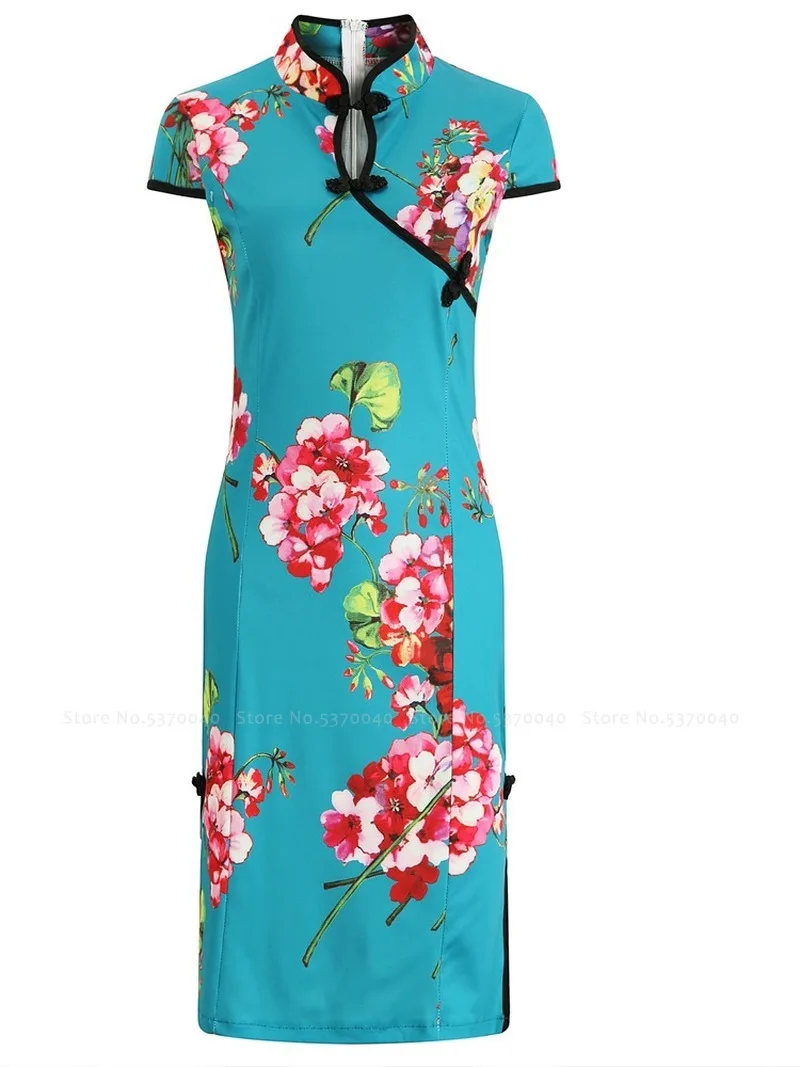 Женское платье Ципао с цветочным принтом в стиле ретро китайском сексуальное