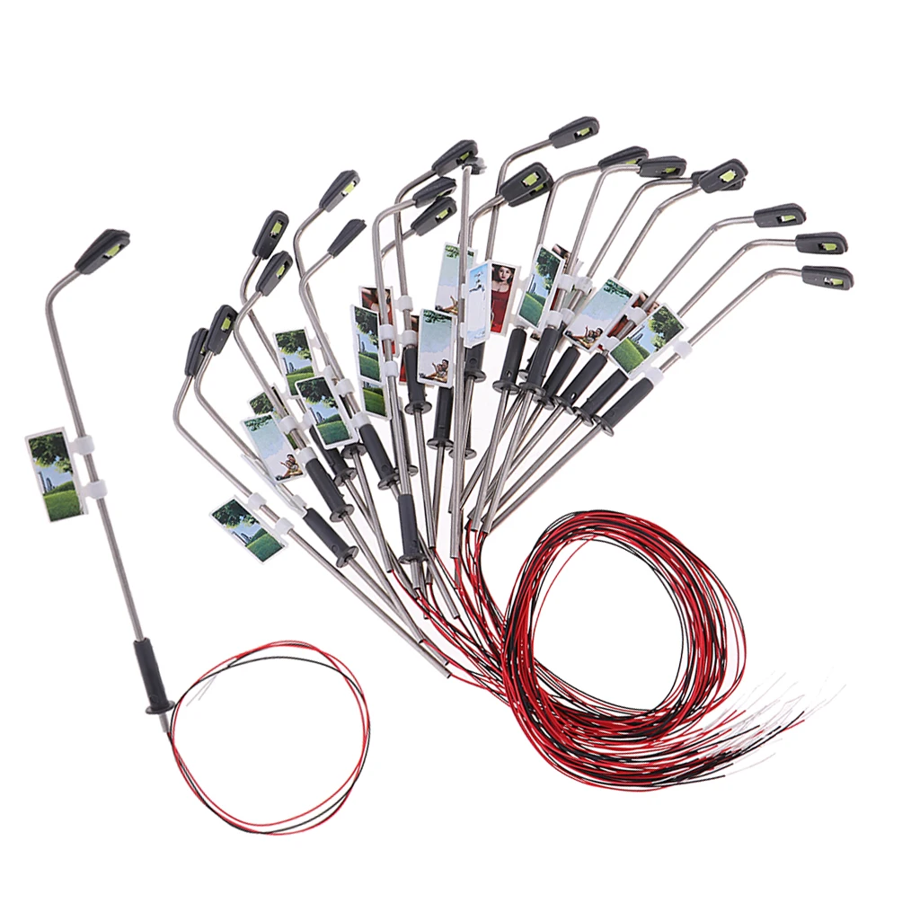 

20pcs Mini Model Railway Train Lamp Post LED Street Lights HO Scale 1:200