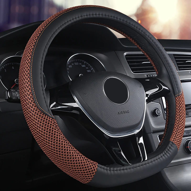 

D Type Car Steering Wheel Cover For Volkswagen VW Golf Passat Tiguan Atlas Jetta Beetle II Bora Sharan Touareg III T-Roc T-cross