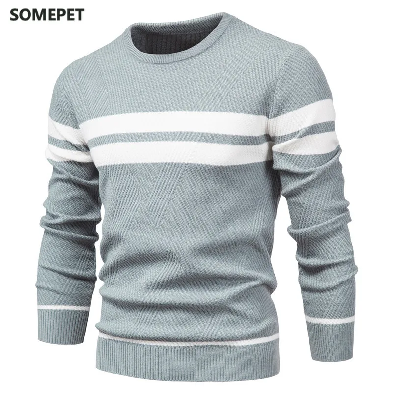 

New Autumn Pullover Men's Sweater O-neck Patchwork Long Sleeve Warm Slim Sweaters Men Casual Fashion Sweater Men Clothing