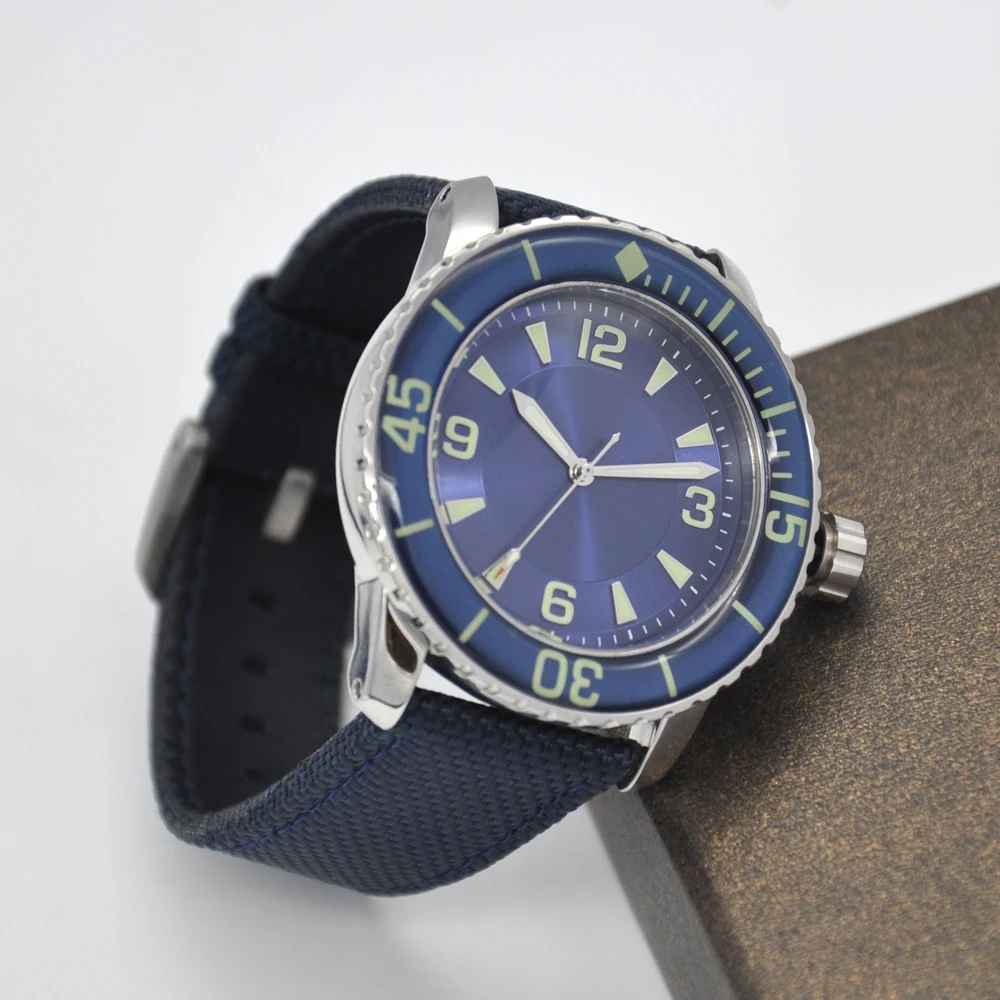 Мужские Водонепроницаемые механические часы с синим циферблатом 45 мм|Мужские