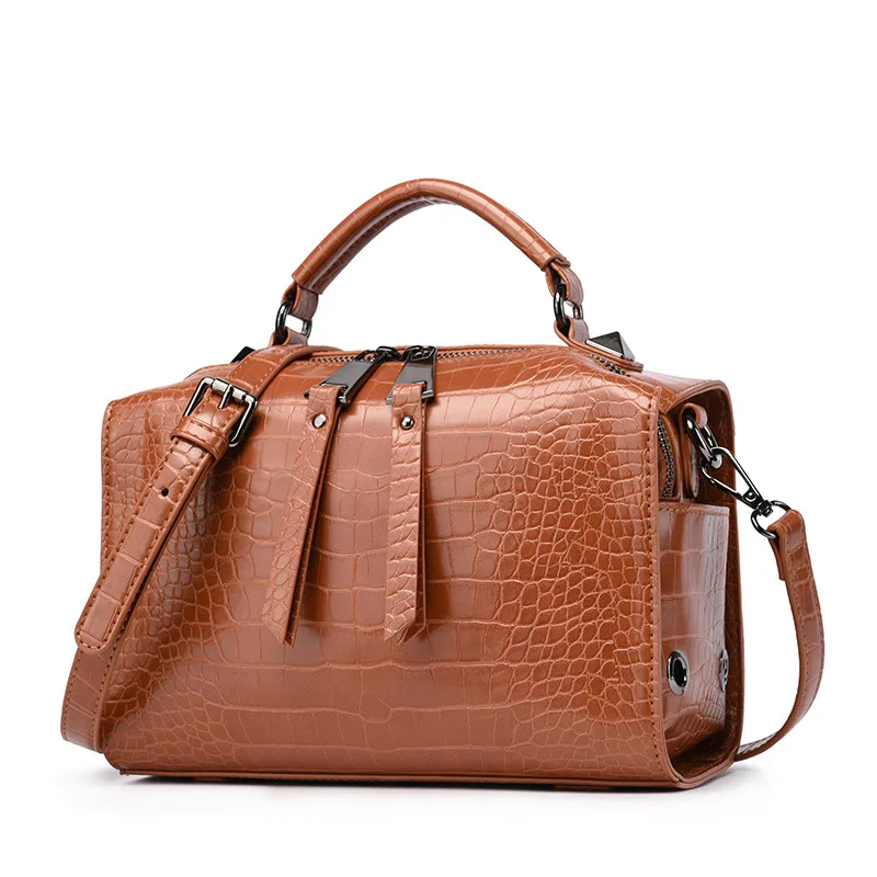 

Casual Diagonal Portable Ladies Shoulder Bag Fashion Handbags Crocodile Pattern Boston Pillowcase