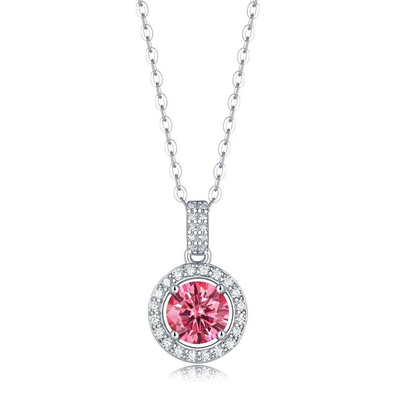 

1Ct 3Ct S925 из органической кожи модные детские носки-розовый Муассанит ожерелье для женщин Свадебная вечеринка Свадьба Ювелирные изделия женс...