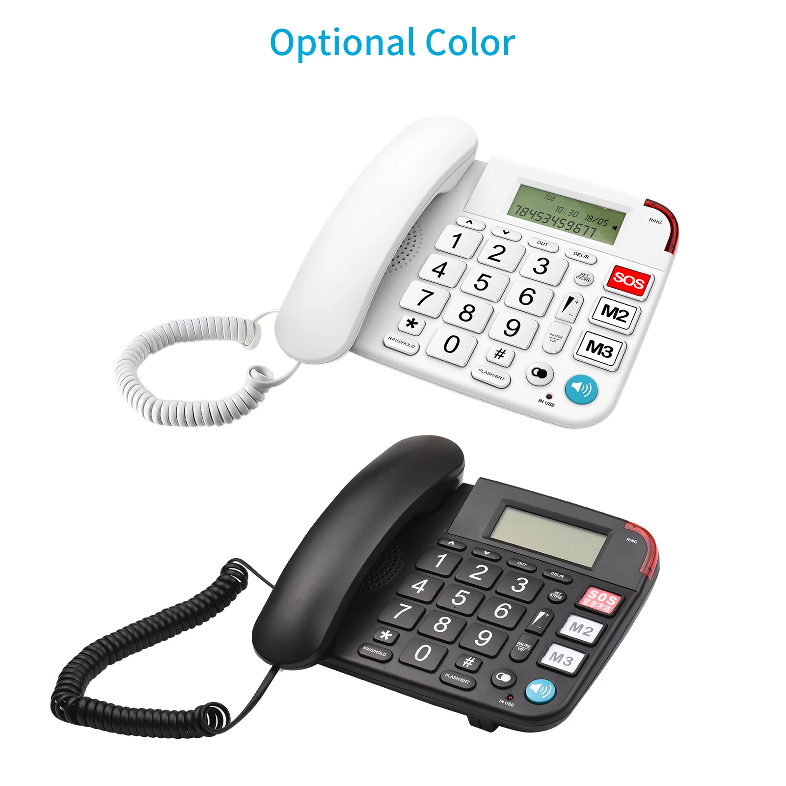 

LCD Desktop Corded Landline Phone Fixed Telephone Big Button for Elderly Seniors Phone Mute/ Pause/ Flash/ Redial/ Hands Free