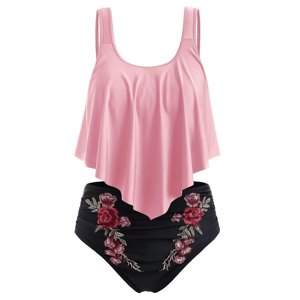 2020 сексуальный купальник с открытыми плечами и оборками модель размера плюс 5xl