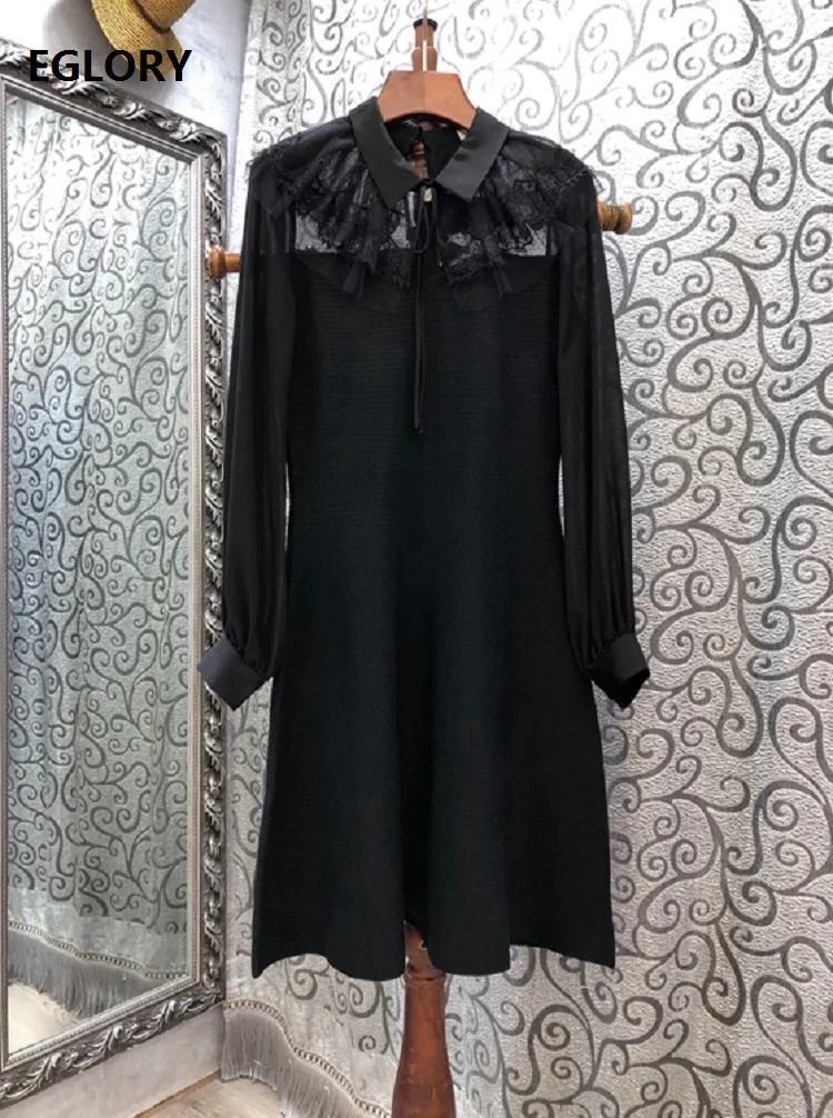 Вязаное платье 2020 Осень Зима Повседневное женское с отложным воротником