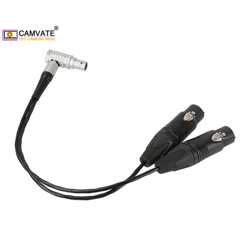 CAMVATE Audio Input Cable connector (Right Angle 10 Pin Male To 2 XLR 3 Pin Female ) For Atomos Shogun Flame Monitor Recorder enlarge