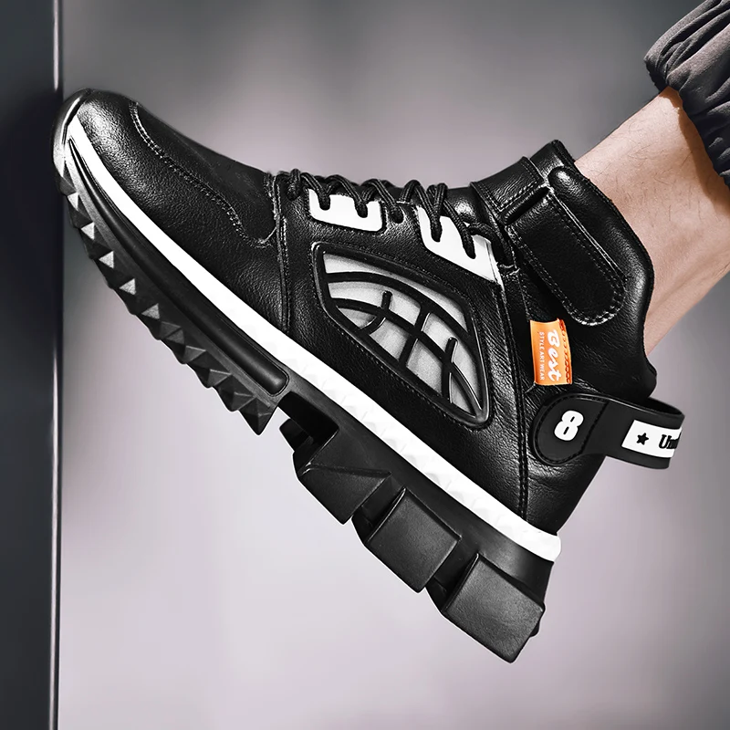 

Dynamic Fashion PU Leather Men Running Shoes Lightweight Soles Breathable Sport Shoes Sneakers Outdoor Footwear Jogging Trainers