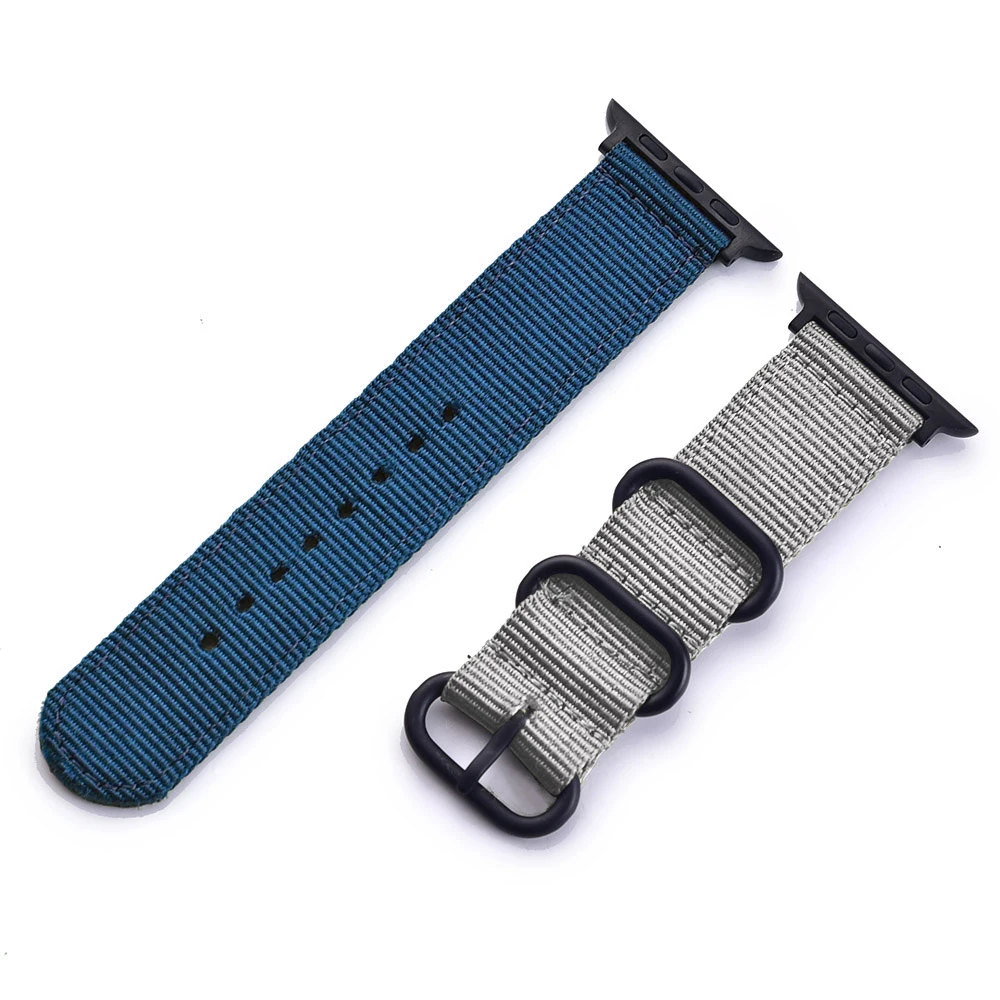 Grey with blue Лидер продаж от XIYUZHIYI, нейлоновый ремешок для наручных часов Apple Watch, версии 3, 2, 1, спортивный кожаный браслет, 42 мм, 38 мм, ремешок для iWatch - Цвет ремешка: Grey with blue