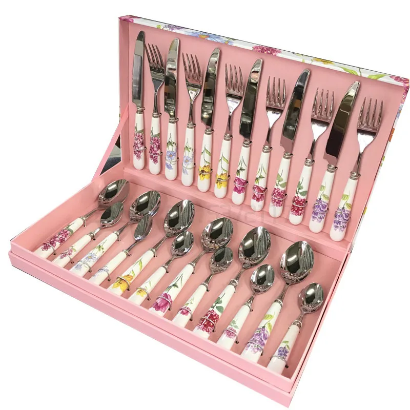 

Набор столовых приборов из нержавеющей стали, столовая посуда, зеркальная полировка, Подарочная коробка, ужин при свечах