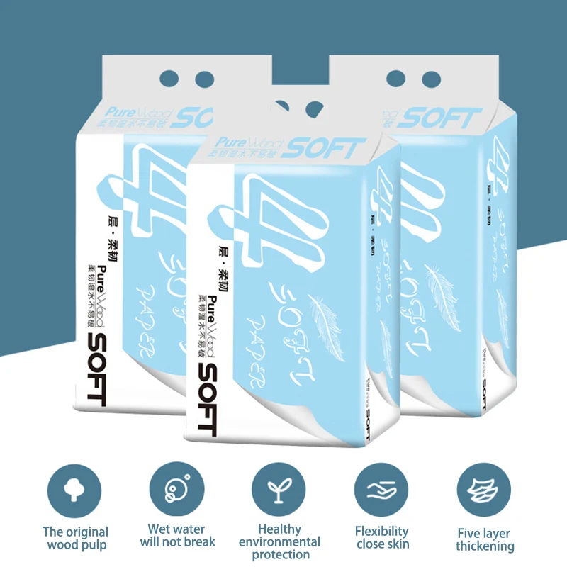 6 рулонов белый туалетный рулон туалетной бумаги ткани 5 слоев бумажные полотенца