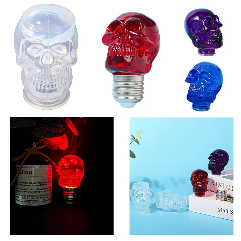 

Epoxy mold epoxy resin skull bulb silicone mold diy creative jewelry