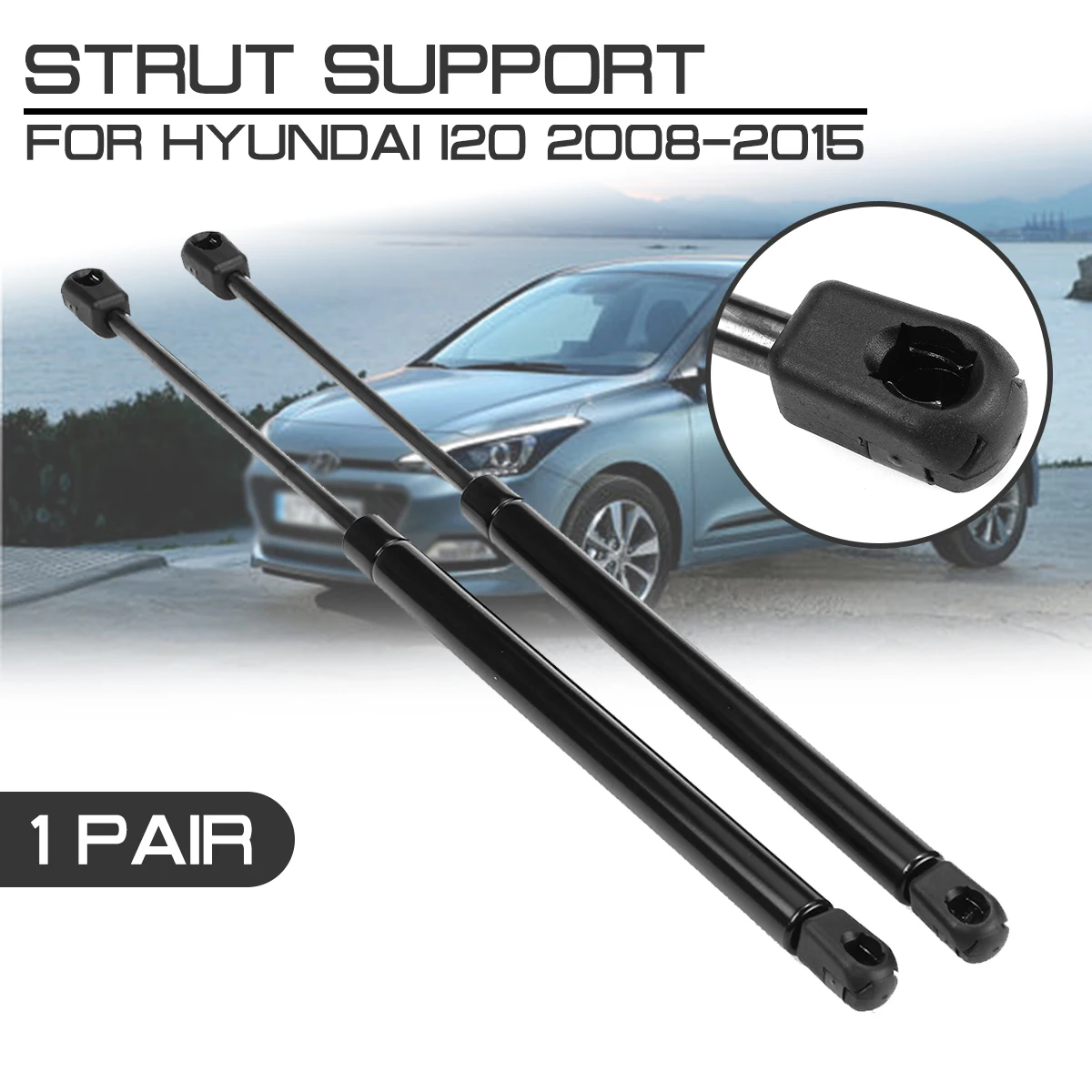 

Пружинные стойки для салона автомобиля, 44 см, Поддержка заднего багажника, гидравлический стержень, амортизатор для HYUNDAI i20 2008-2015