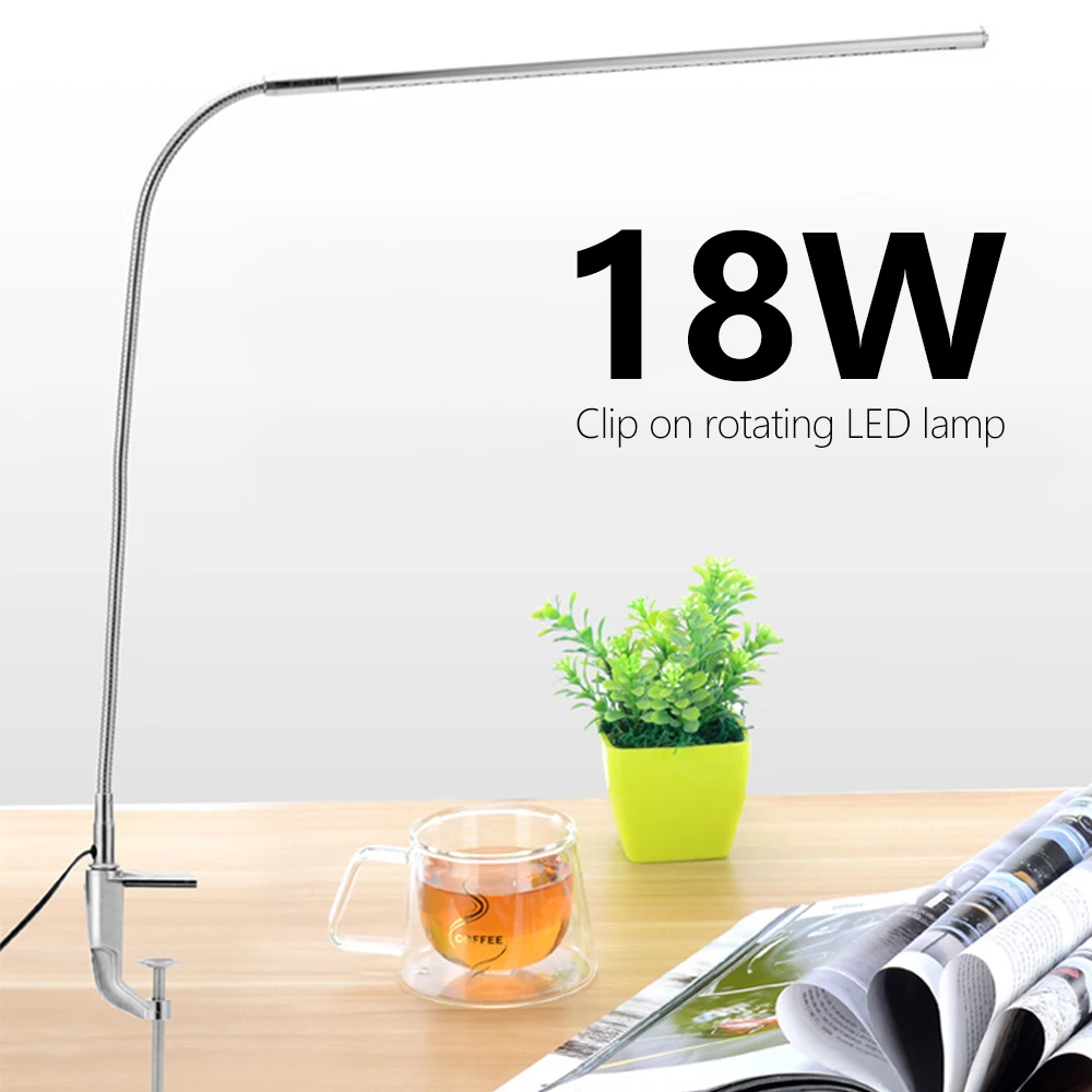 Вращающийся светодиодный настольная лампа с зажимом USB заряжаемые настольные