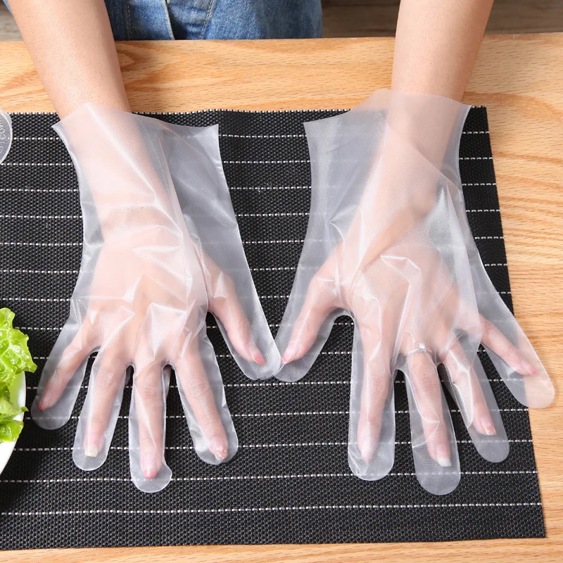 

Disposable Gloves 100 PCS PE Extractable Food Cosmetology Transparent Thicken