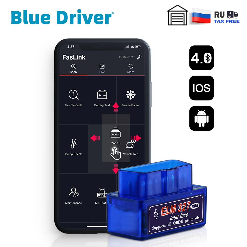 Bluetooth-сканер ELM327 V2.1 для iPhone диагностический сканер OBD2 синий драйвер | Автомобили и