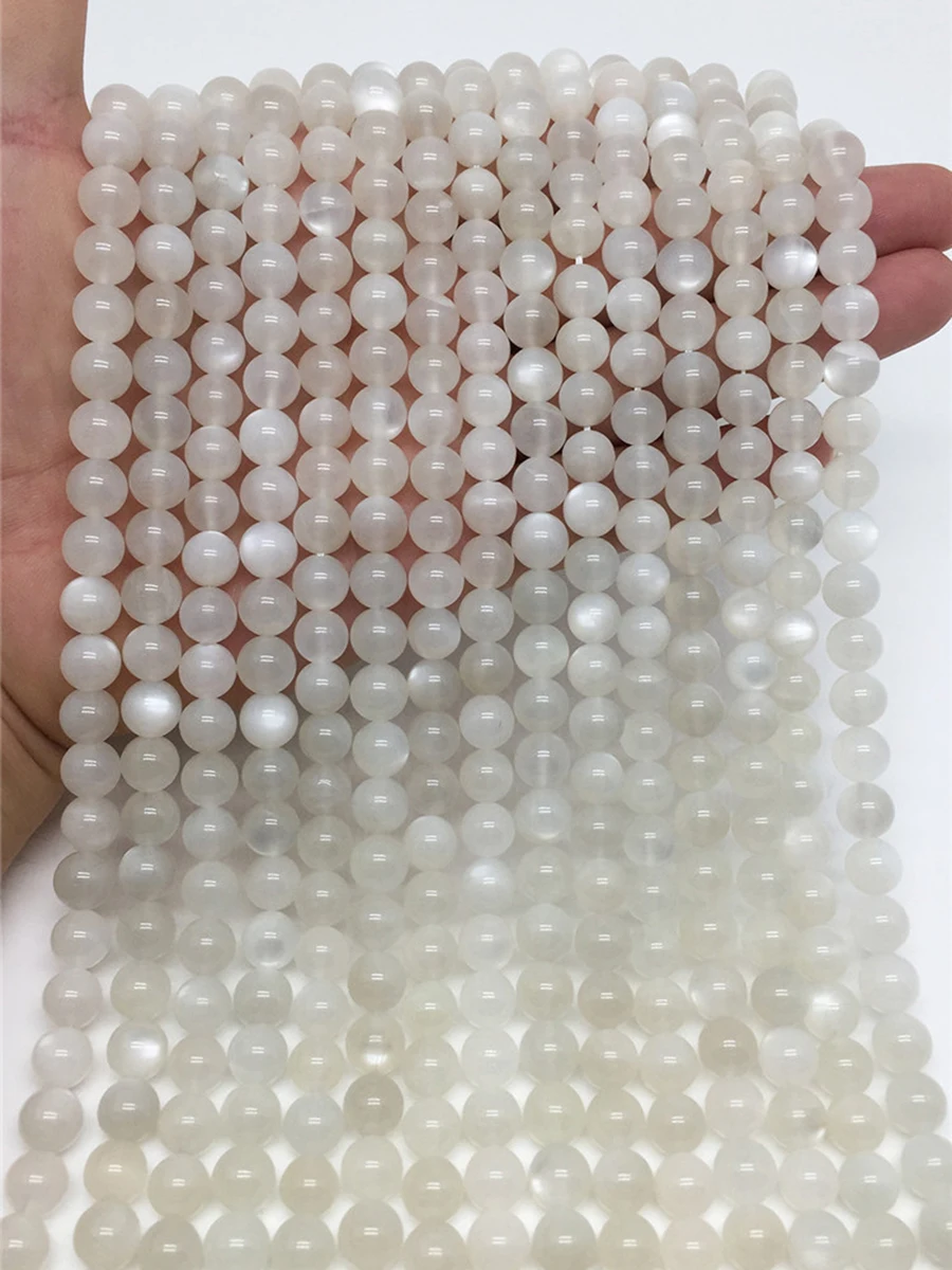 

6-12mm Natural Gem Stone White Moonstone For Jewelry Making Faceted Round Spacer Beads Diy Bracelets Necklace Accessories 15"