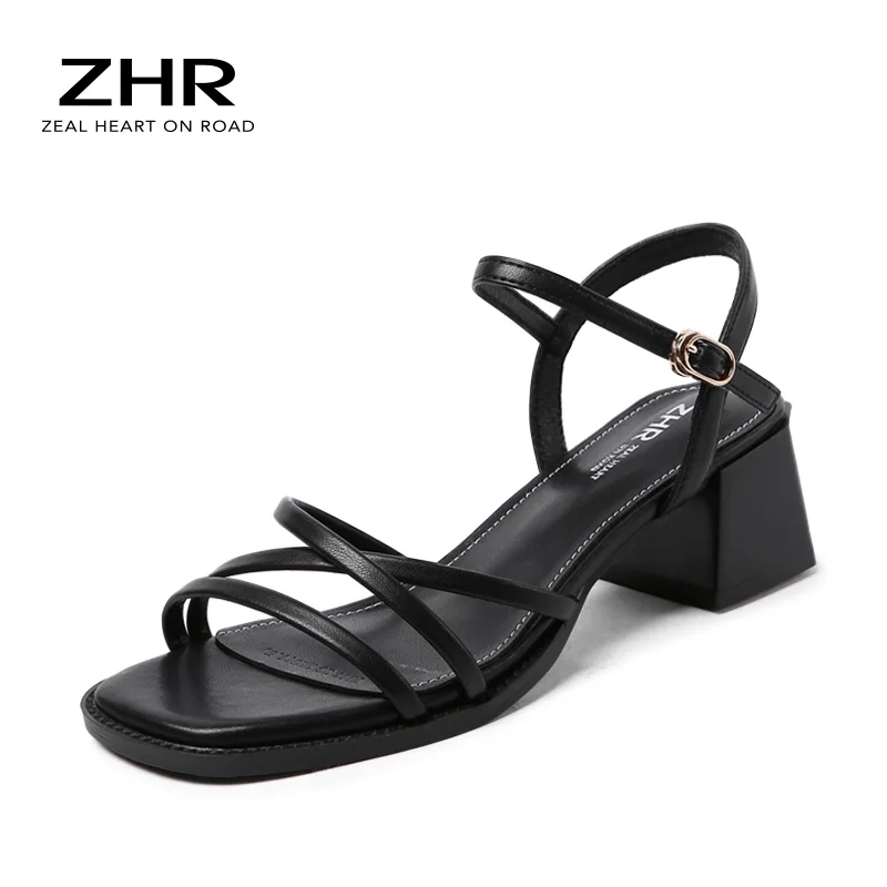 

2021 Summer women Sandals Narrow Band Vintage Square Toe High Heels Sandals Shape Design Shoes