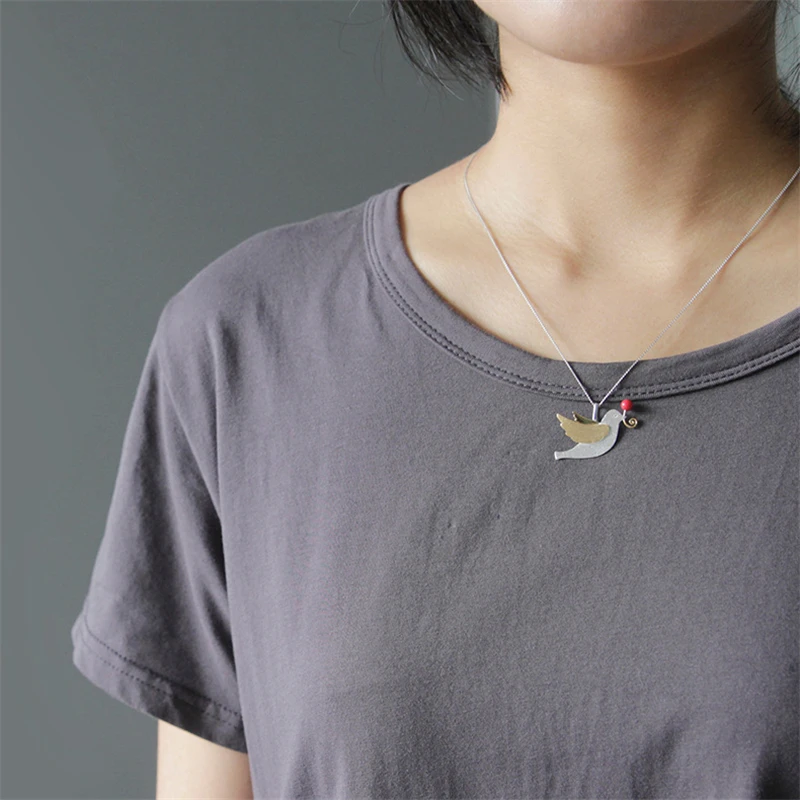 

INATURE Peace Dove S925 Sterling Silver Jewelry Soaring Bird Pendant Necklace