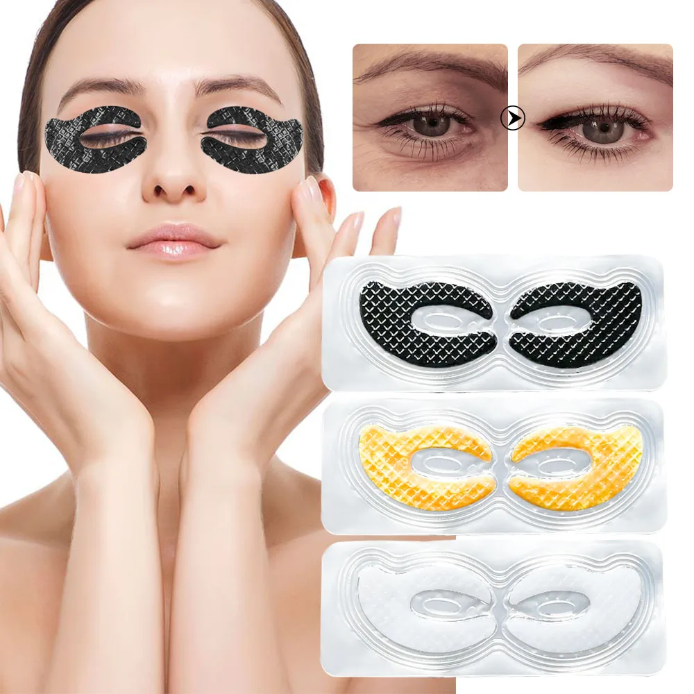 Золотая черная белая маска для глаз с кристаллами коллагена гелевые патчи