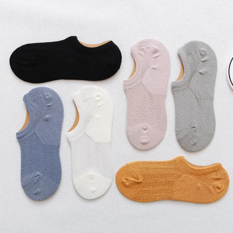 Хлопковые женские невидимые короткие носки до лодыжки без рисунка Нескользящие