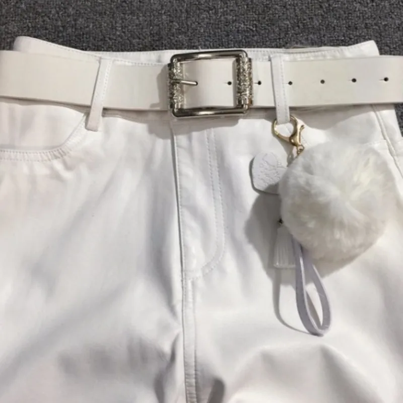 

Autumn Women Faux Leather Pants High Street Sexy Skinny Pants Solid Pu Leather Pencil Pants Female Casual Trousers Plus Size 5XL