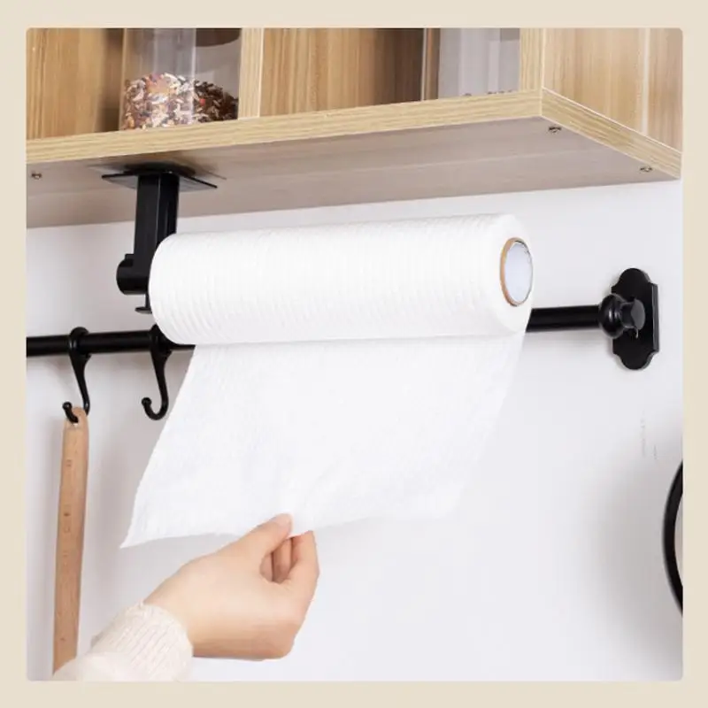 

Dropshipping Wall Mount Kitchen Self Adhesive Paper Roll Holder Rack For Towel Storage Tissue Hook Bathroom Accessories Stand