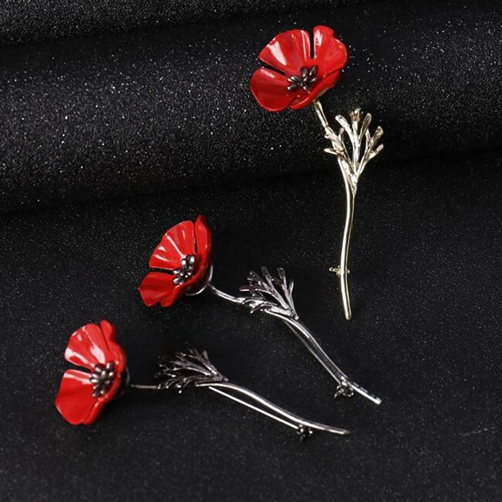 Винтажная брошь в виде красного цветка булавка для женщин и девушек семейный