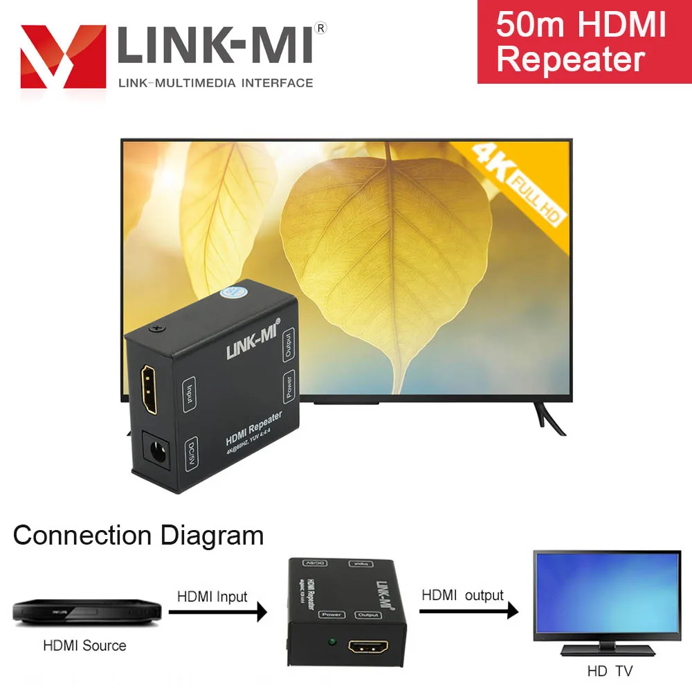 Фото Усилитель сигнала HDMI, 50 м, удлинитель HDMI 4K при 60 Гц, 50 м под 1080P при 60 Гц, 2,0 HDMI-повторитель №3