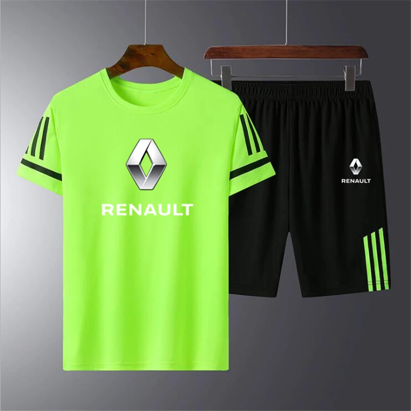 

2021 new RENAULT car logo new breathable loose men's sports running suit suit fitness jogging sportswear