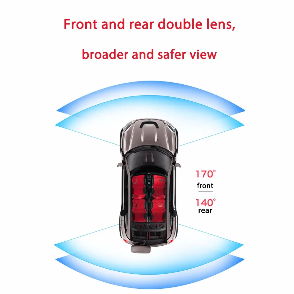 Lenovo 10-дюймовая шпилька для dash cam тактильные Экран dash cam era системы hd1080p автоматический Автомобильный видеорегистратор 24 часа в сутки Parque сзади Камера с двумя объективами видео Регистраторы