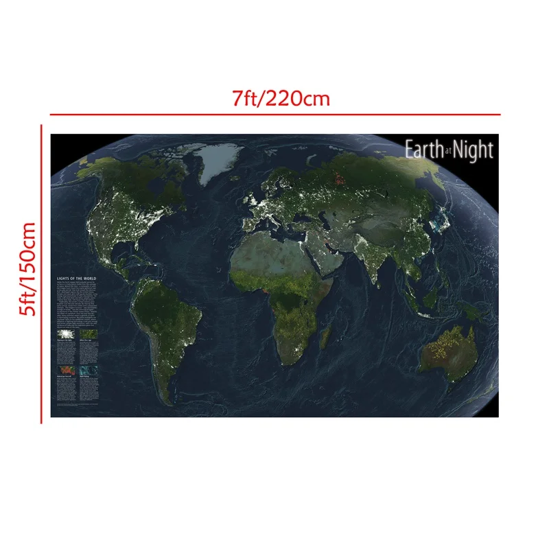 225*150 см карта мира плакат 2004 нетканый ночной мир физическая карта настенная живопись распылением для культуры образовательные принадлежно... от AliExpress WW