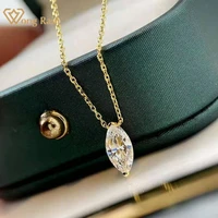 wong rain 100 925 sterling silver marquise cut created moissanite gemstone 18k yellow gold women pendant necklace fine jewelry