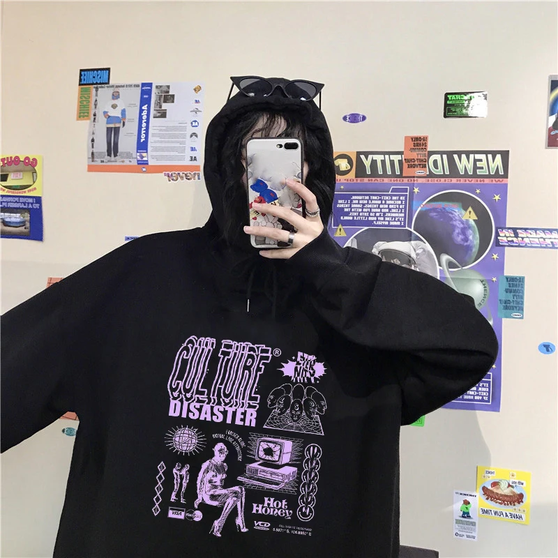 Свитшот женский в Корейском стиле Ulzzang модный Свободный винтажный свитшот