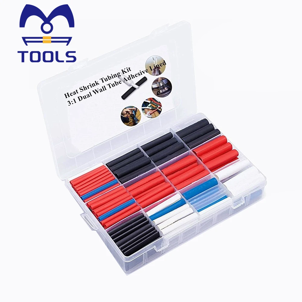 

Heat Shrink Tubing Kit Mandowire 275 PCS-3:1 Dual Wall Tube Adhesive Lined Marine Shrink Tubing Red, Clear,Black, Blue, White