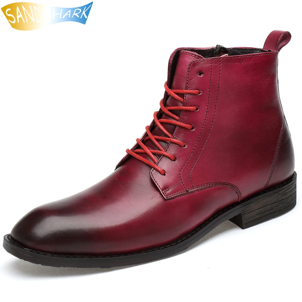 

Genuine Leather Martin Boot For Men 2021 Natural Cow Leather Waterproof Winter Warm Snow Boots Male Lace-Up Bussiness Footwear