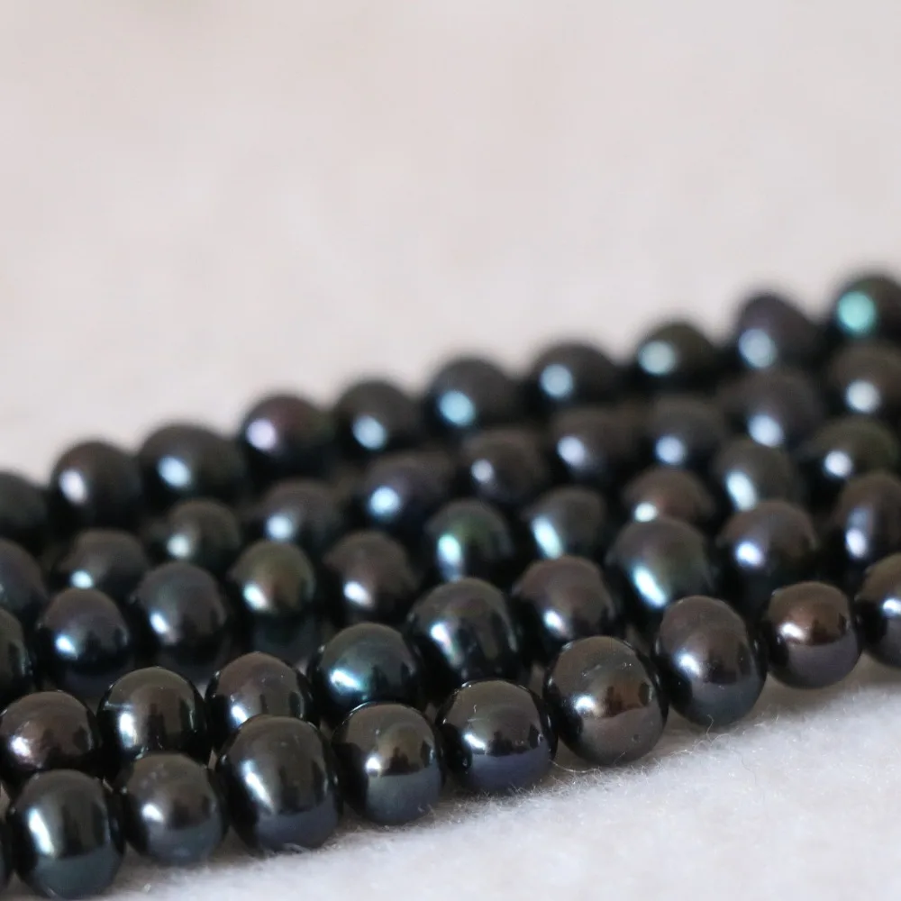 

7-8mm Natural Black Freshwater Pearls Beads Irregular Round Cultured Pearls For DIY Women Handmade Bracelet Accessories 14"