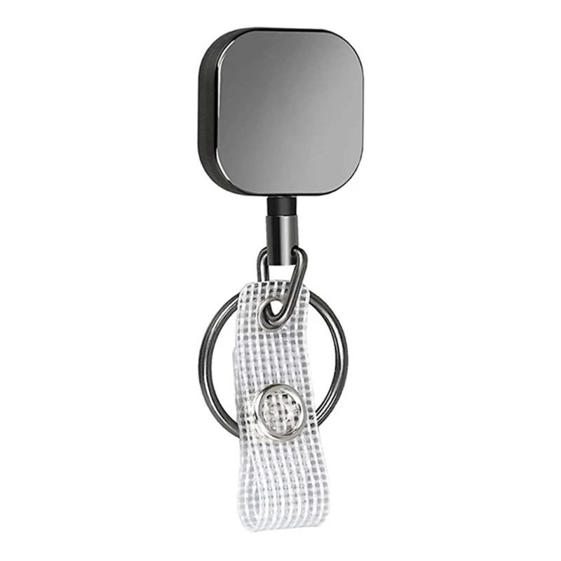 

Square Metal Retractable Pull Key Ring ID Badge Lanyard Name Tag Card Holder Reel Belt Clip Attachment Buckle Keychain