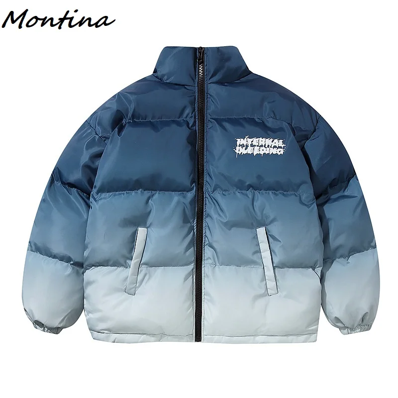 Мужская куртка в стиле хип хоп хлопковая повседневная градиентная свободная для