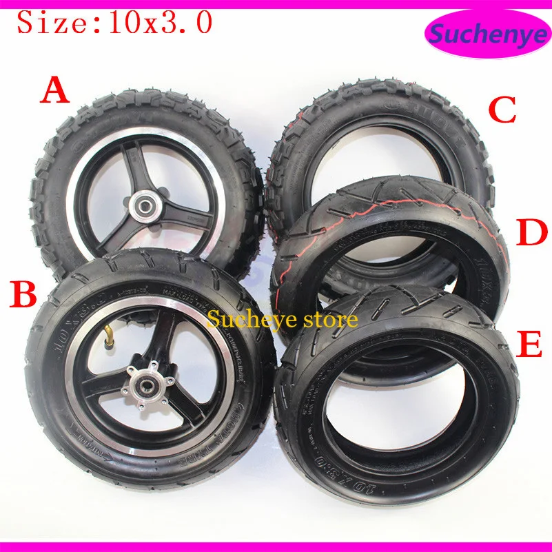 

10 Inch Pneumatic Wheels Tubeless Tyre 10x3.0 Tire Inner Tube Alloy Disc Brake Rims for Electric Scooter Balancing Hoverboard