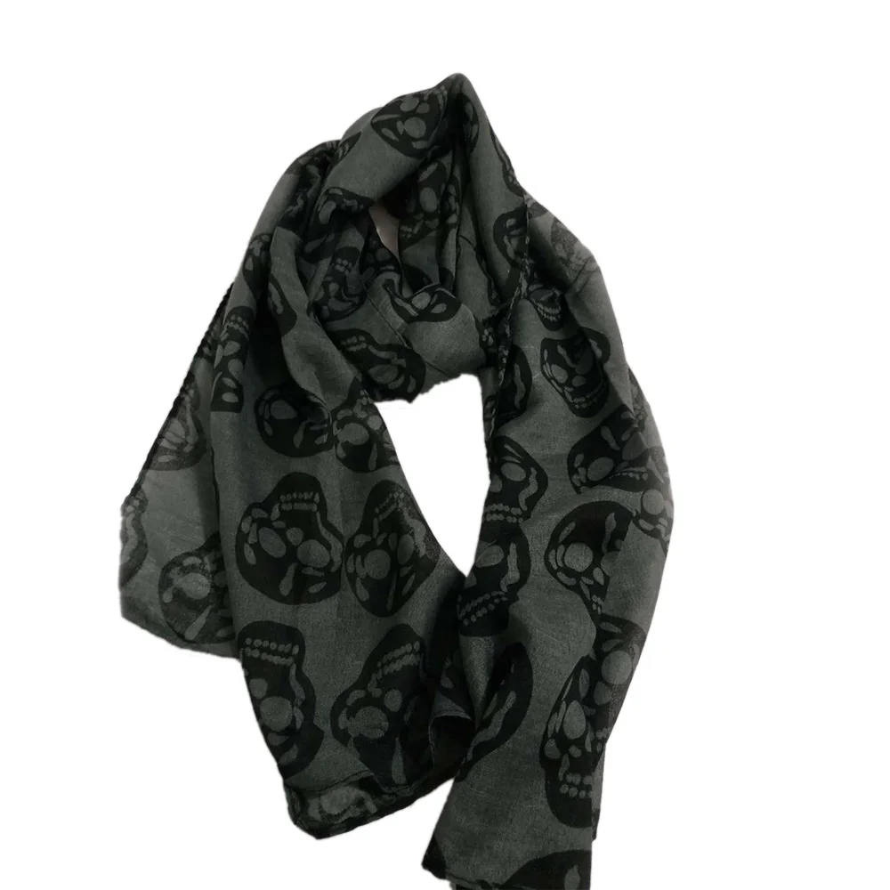 Осенний женский череп шарф с принтом для женщин из хлопка и льна Летняя Пляжная