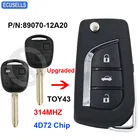 Модернизированный дистанционный ключ-брелок от машины 314 мгц 4D72 чип для защитные чехлы для сидений, сшитые специально для Toyota Corolla 2012 2013 2014 2015 PN: 89070-12A20 TOY43 необработанное лезвие