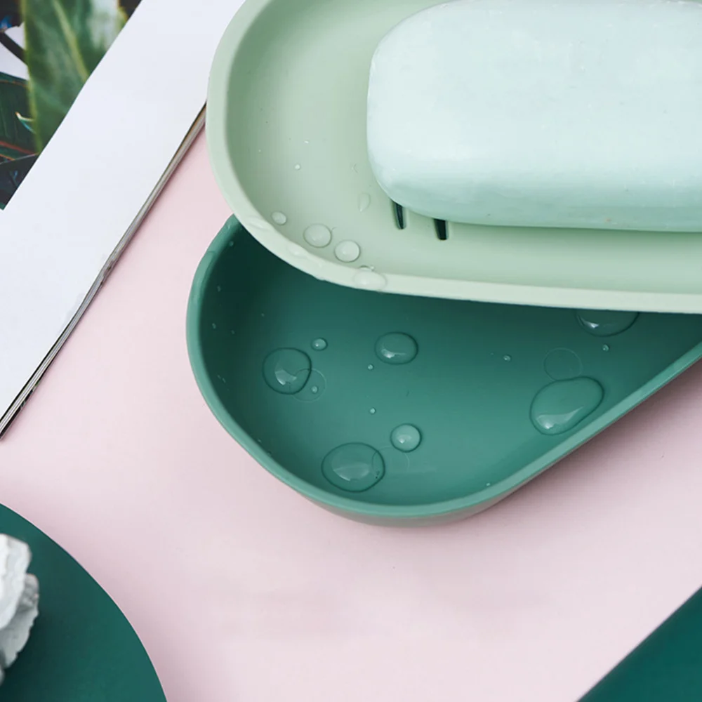 

4PCS Lovely Draining Soap Rack Creative Double-layer Soap Box Radish Drain Tray