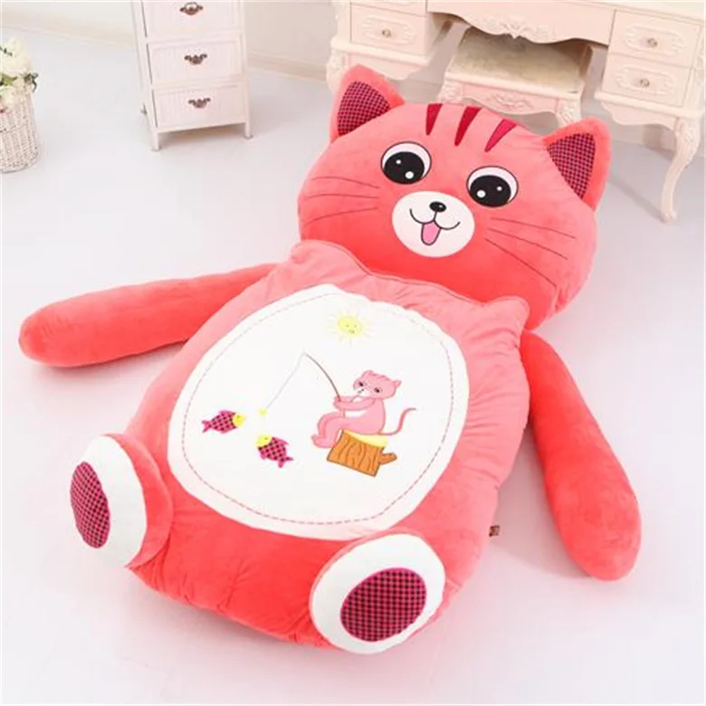 cat 2 м Мультяшные животные Милая лягушка обезьяна медведь ленивая кровать большой индивидуальный плюшевый спальный мешок татами матрас лягушка пол плюшевая игрушка в кровать - Цвет: cat