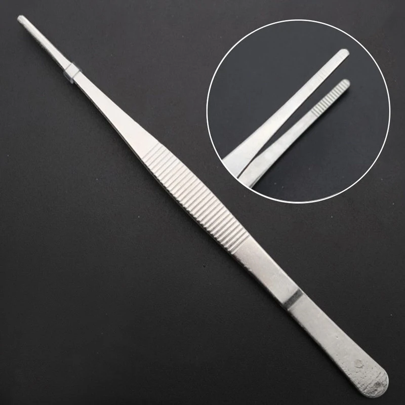 

20cm/30cm Long Barbecue Food Tong Stainless Steel Straight Tweezer Toothed Tweezer Home Medical Garden Kitchen BBQ Tool Hot