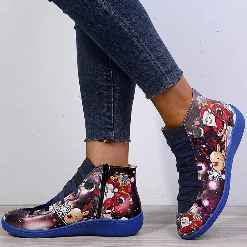 Женские ботильоны из ПУ кожи на плоской подошве | Обувь