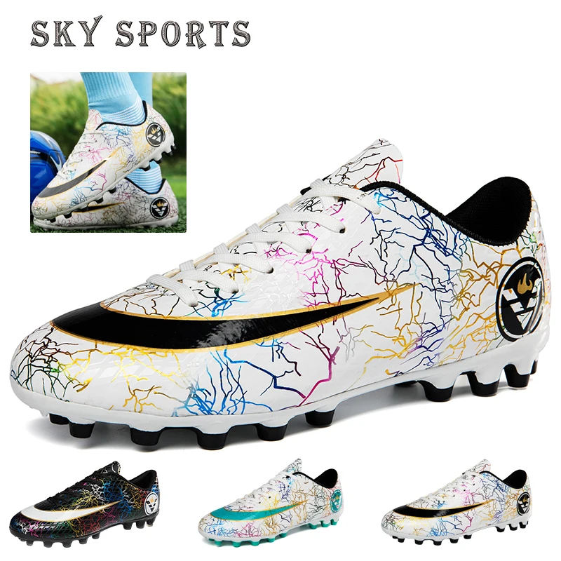Хит продаж 2021 мужские футбольные бутсы высокие уличные тренировочные шипы