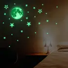 Светящаяся луна звезды комбинация 3D Наклейка на стену спальня гостиная украшение дома наклейки для детской комнаты светится в темноте наклейка s